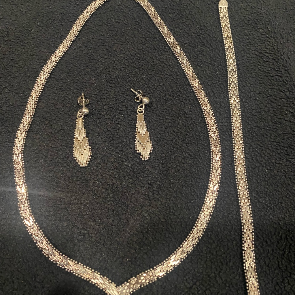 925 Silver Jewelry Set; Elegant Silver Necklace With Intricate Filigree Design